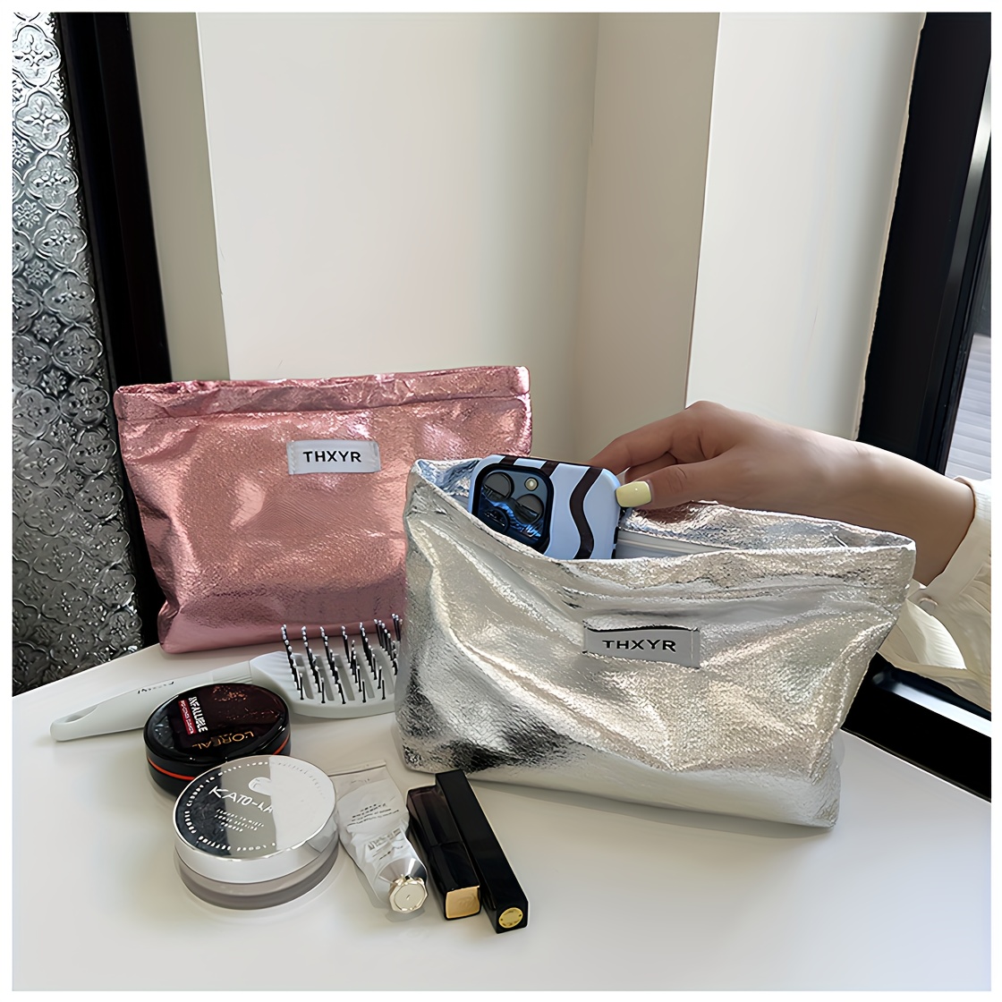 Skincare D'Alba - Bolsa de Maquiagem de Grande Capacidade,